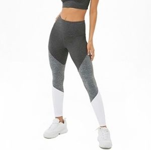 Grey and White Color Block Leggings